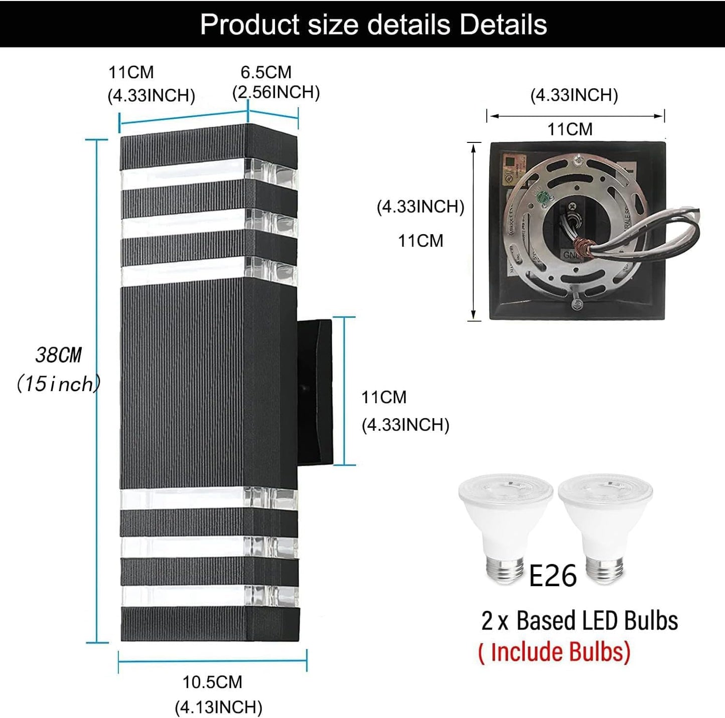 6Pack 15inch LED Square Up & Down Wall Lights,14W Outdoor Wall Light 4000K