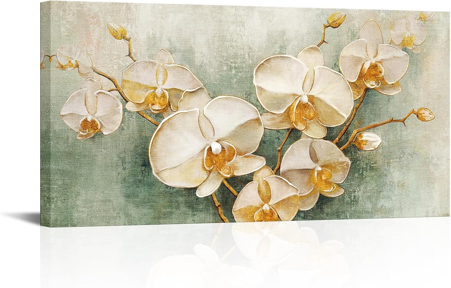 Saypeacher Orchid Flower Canvas Wall Art Sage Green Floral Pictures Prints Sage Green Painting Artwork