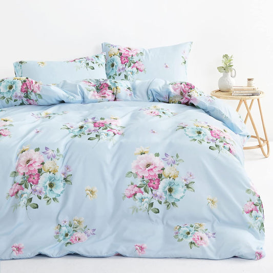 Wake In Cloud - Shabby Chic Comforter Set, Floral Farmhouse Cottage core Vintage