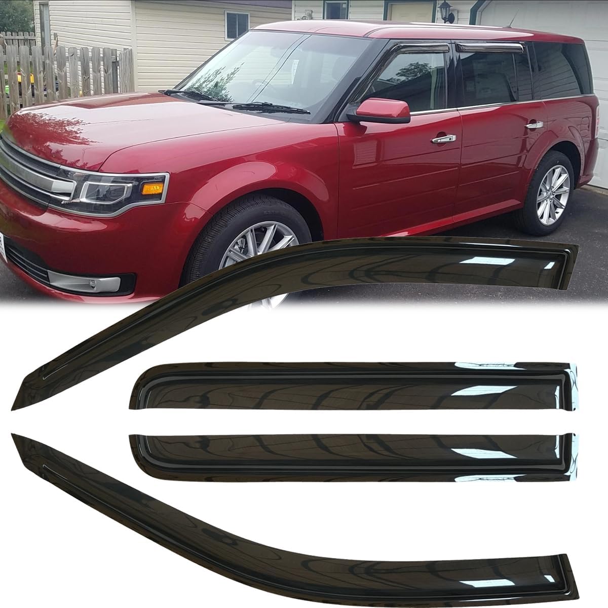 4pcs Original Shatterproof Rainproof Side Window Wind Deflectors 09-19 Ford Flex
