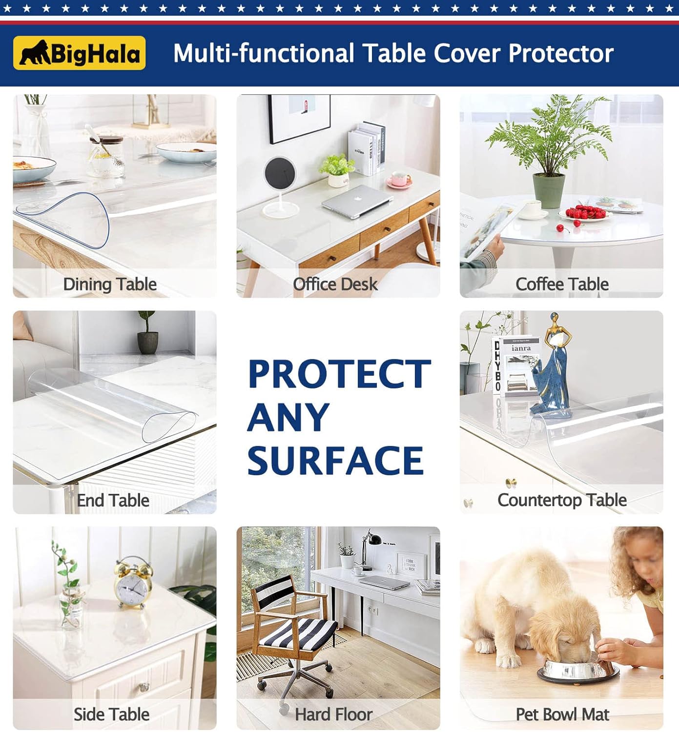 36" X 48" Table Protector Tablecloth Protector Clear Plastic Tablecloth Waterproof Wipeable Vinyl