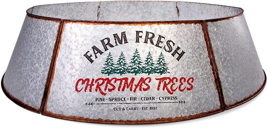 Hallops Galvanized Christmas Tree Collar - Large to Small Christmas Tree Base Cover