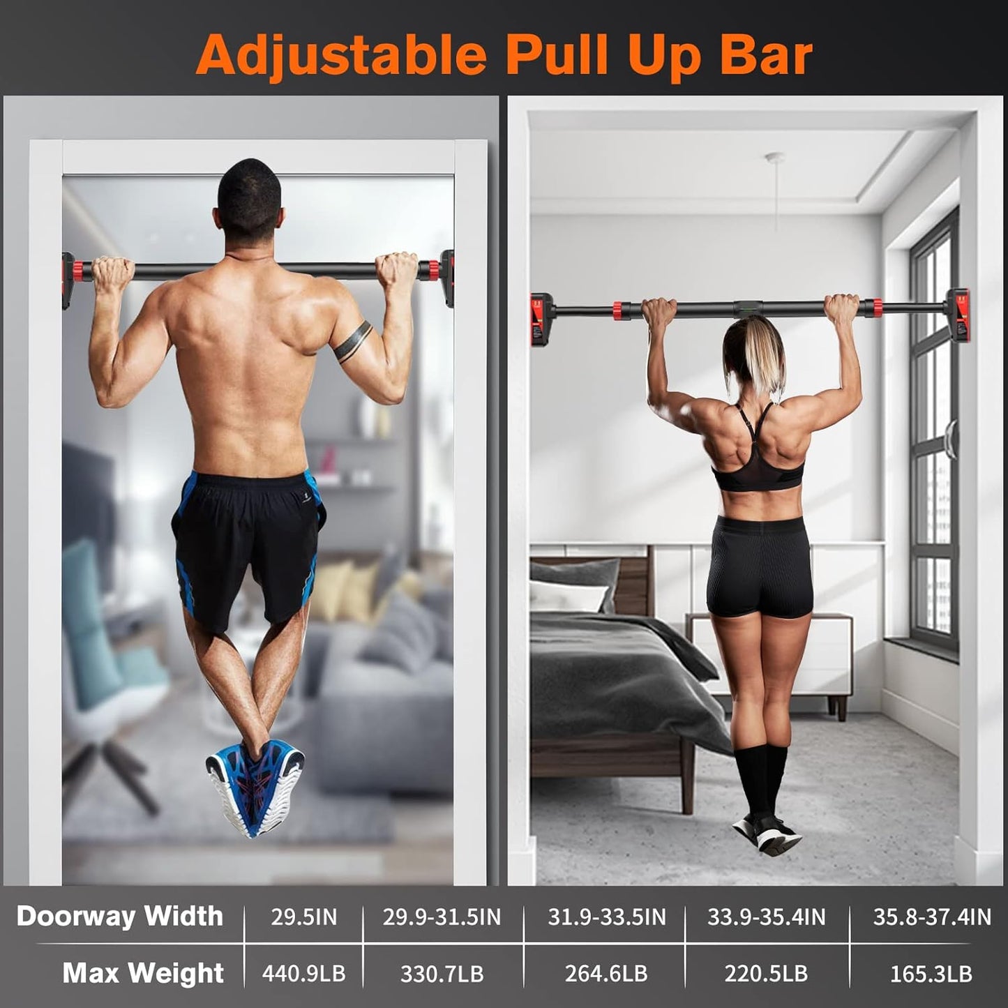 Doorway Pull Up Bar Door Frame Chin Up Bar Adjustable Upper Body Workout