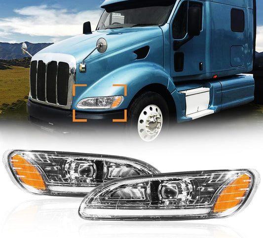 Headlights for Peterbilt 387 325 330 335 337 340 348 382 384 386 Truck High and Low