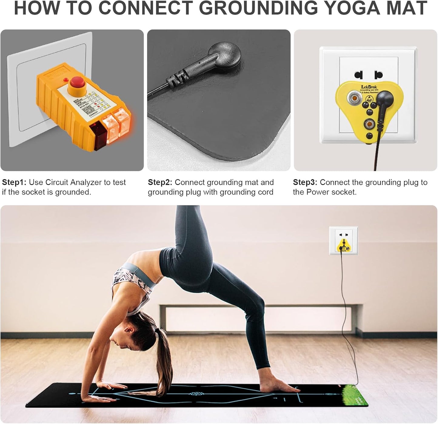 Grounding Yoga Mat, 72x24inch, Earthing Sleep Pad