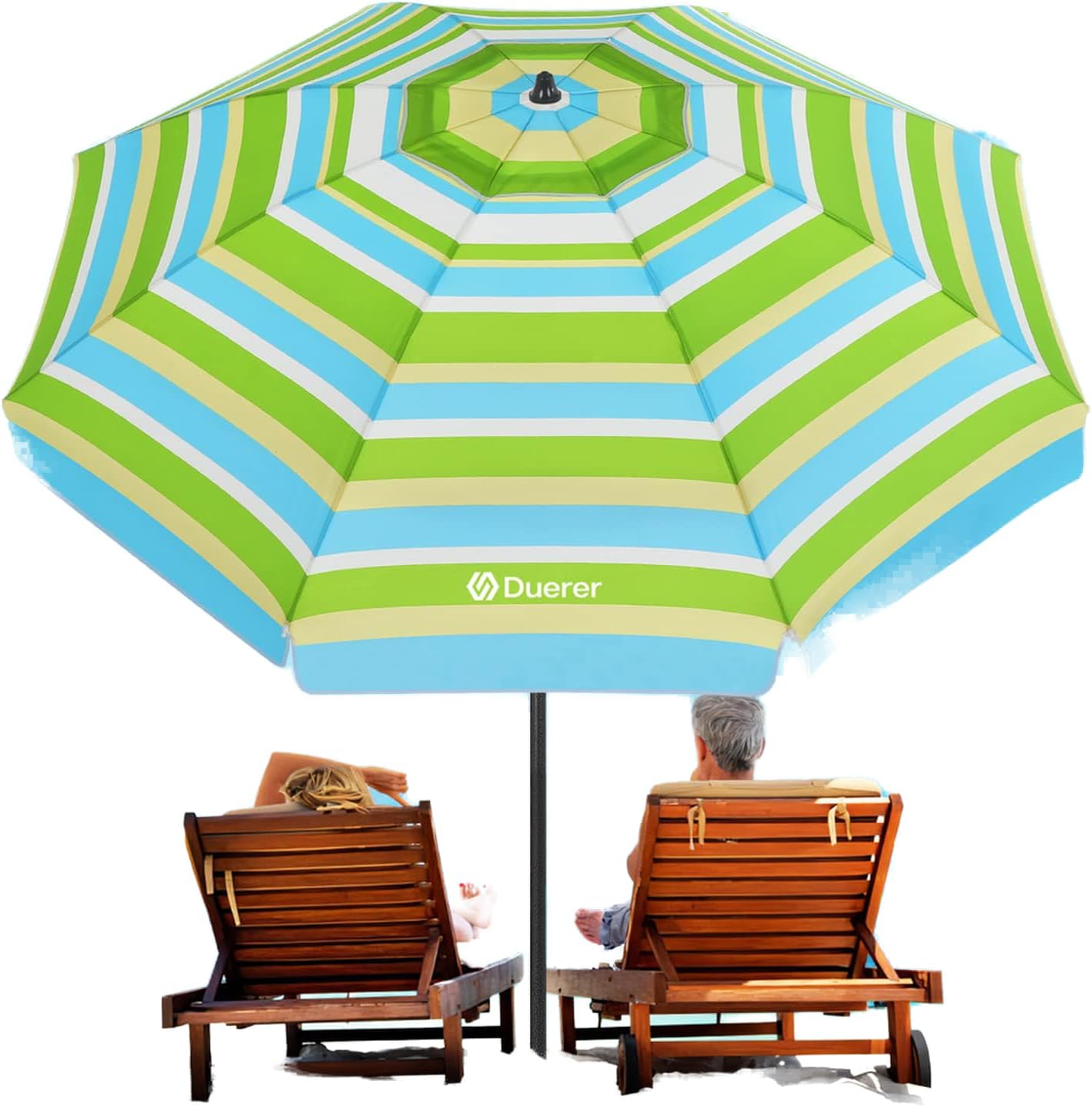 Duerer Beach Umbrellas, 7.5FT Beach Umbrella for Sand with Anchor Heavy Duty Windproof