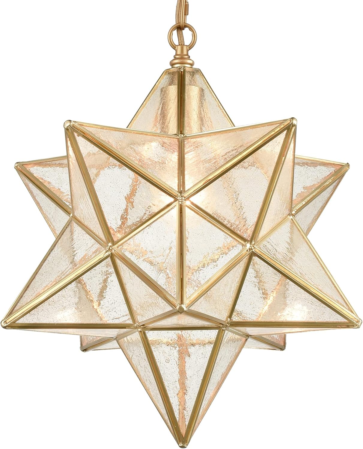 DAYCENT Moravian Star Light Fixture Modern Brass Seeded Glass Pendant