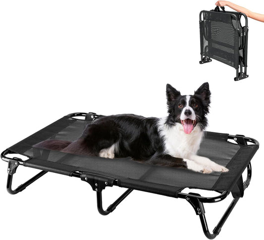 Foldable Elevated Dog Bed, 36"x23"x7" Raised Pet Bed with No Setup, Outdoor Dog Bed