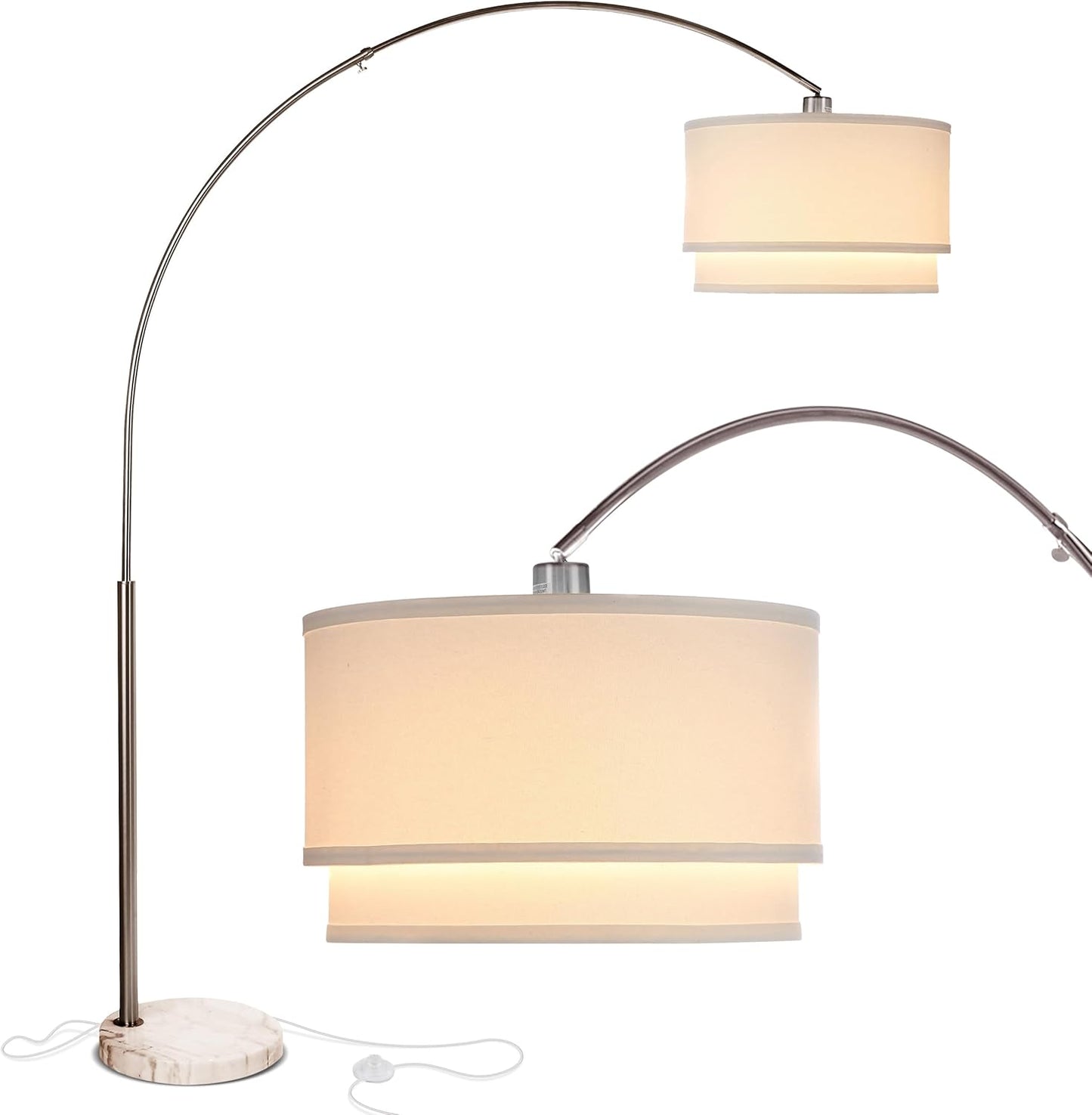 Brightech Mason Arc Floor Lamp - Modern Corner Standing Lamp with Unique Hanging Drum