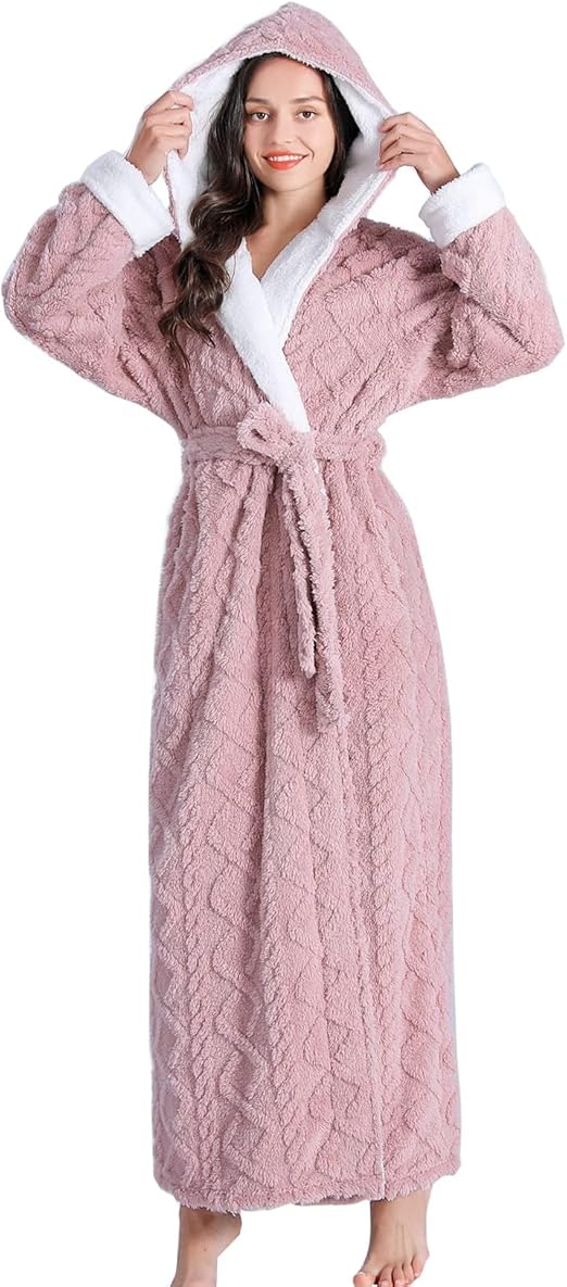 Hooded Robes for Women - Long, Plush Soft, Warm Winter Robes With Sherpa Trim Fleece and Hood
