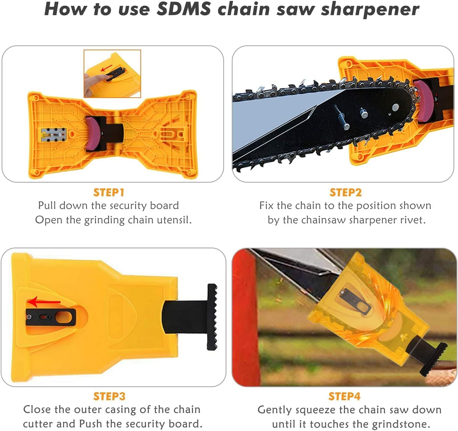 a diagram of how to use a chainsaw sharper