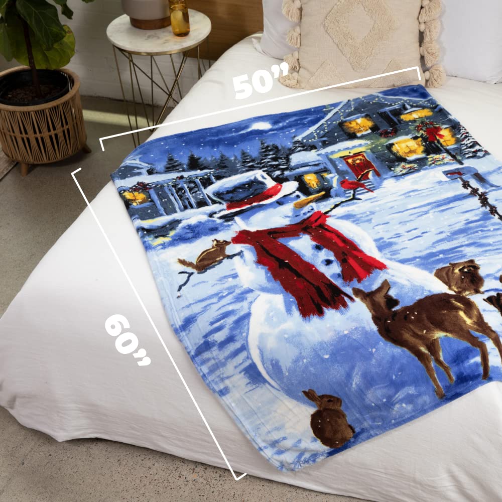 Dawhud Direct Fleece Blanket for Bed, 50x60 Inches - Snowman