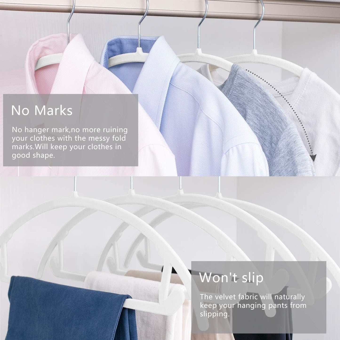 MIZGI Premium Velvet Hangers (Pack of 50) Heavyduty- Non Slip No Shoulder Bump Suit