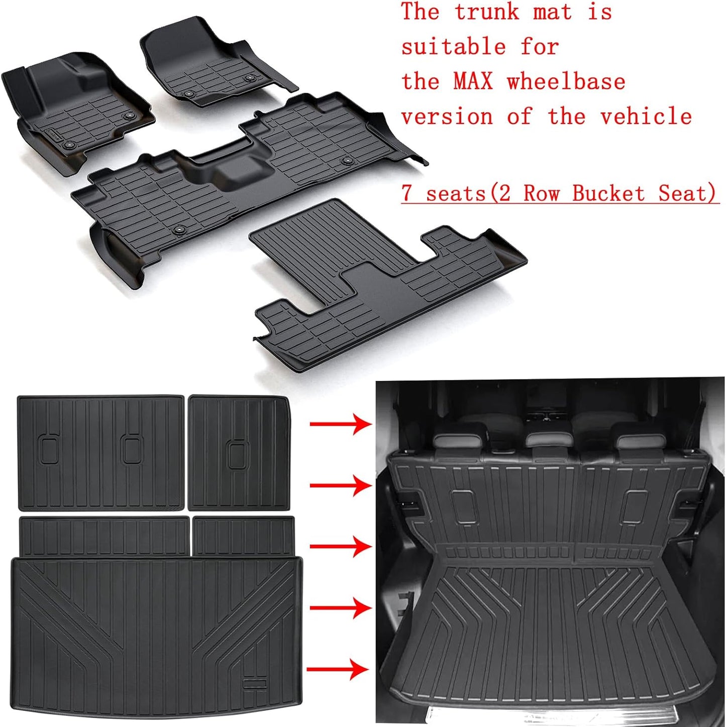 Floor Liners & Large Cargo Liners for 2018-2023 2024 Ford Expedition MAX 7 Seats