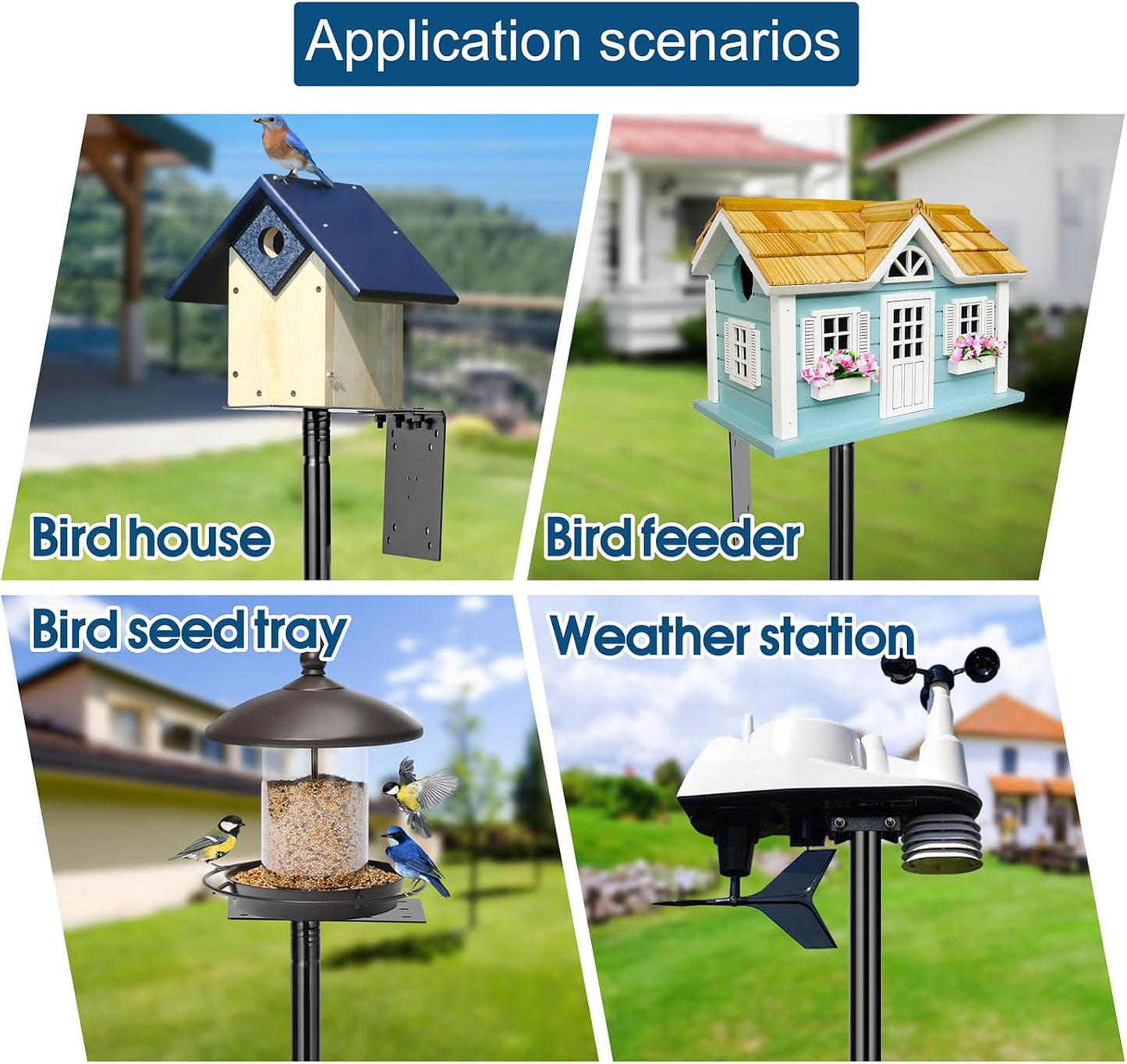 Ottsuls Bird Feeder Pole, 109 Inch Heavy Duty Bird House Pole Kit for Outdoors