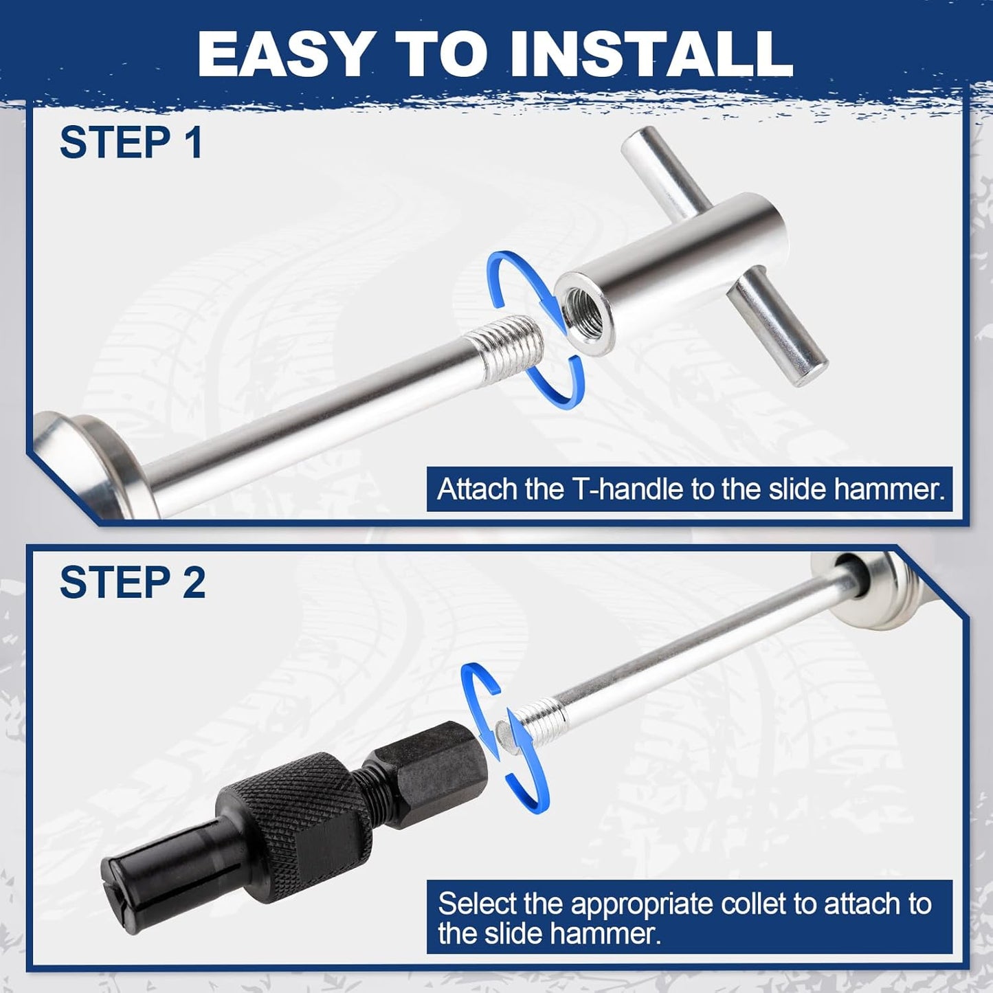 9PCS Blind Hole Collet Bearing Puller Set, Bearing Puller Set and Slide Hammer with Expandable Collets
