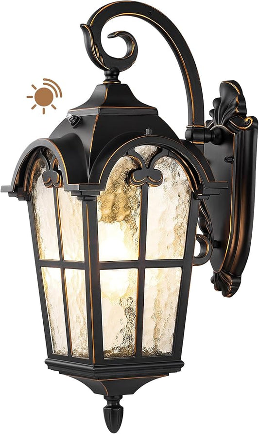 EDISHINE Dusk to Dawn Outdoor Wall Lights, 20.4" Large Size Exterior Lantern Fixture