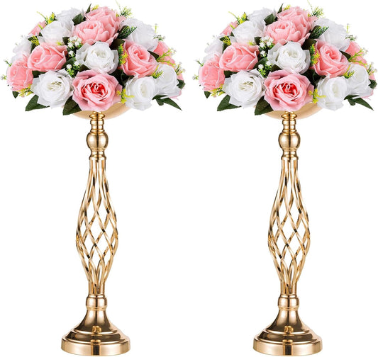 2 Pcs Versatile Metal Flower Arrangement & Candle Holder Stand Set