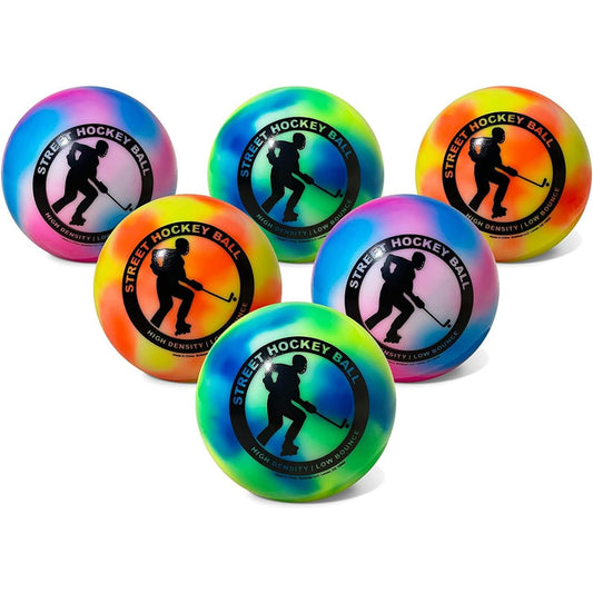 Multi-Colored Outdoor Street Hockey Balls, 6 Pack - T&S Outlets