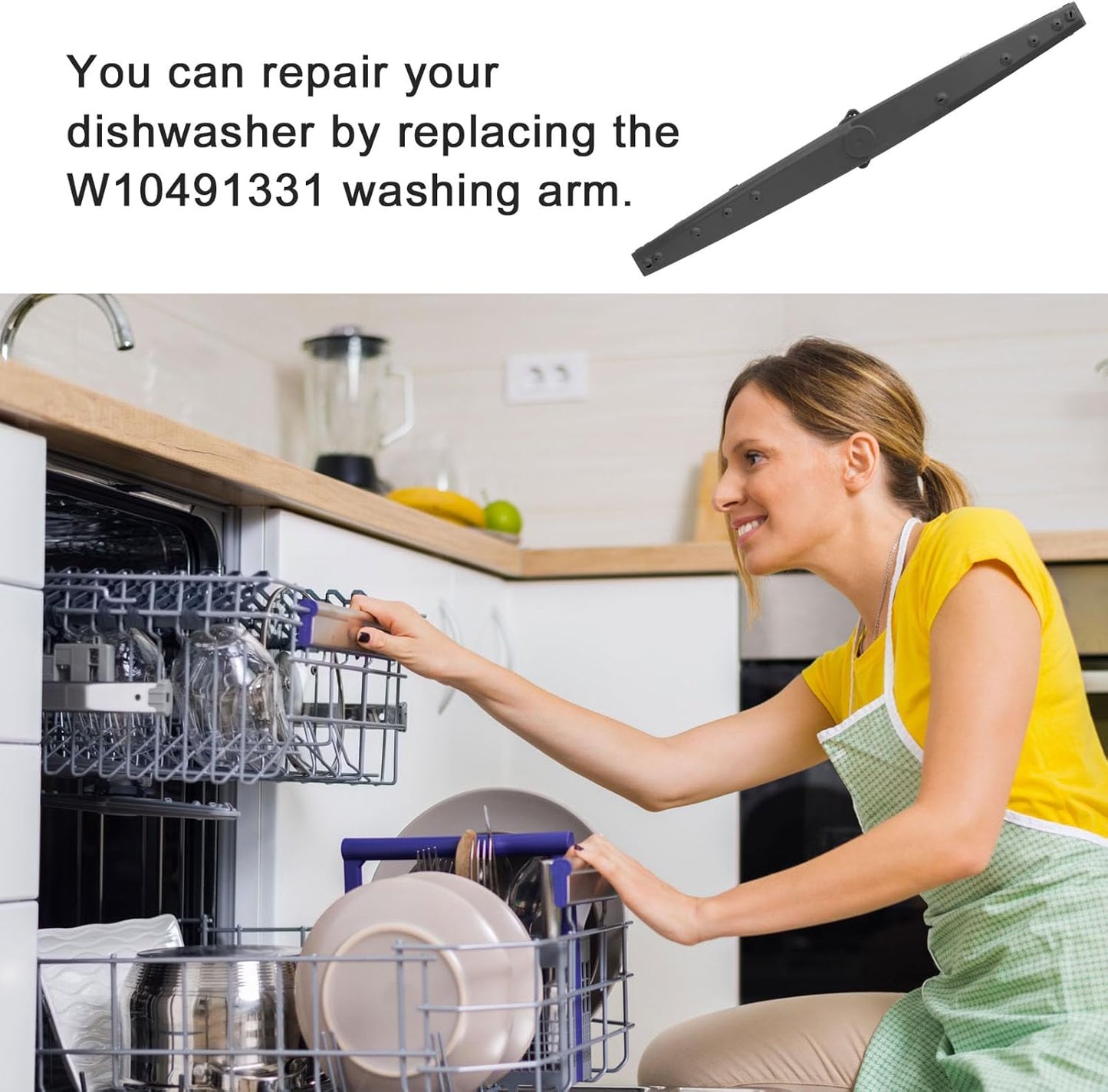 WPW10491331 Dishwasher Parts for Whirlpool Dishwasher Spray Arm Compatible With Whirlpool
