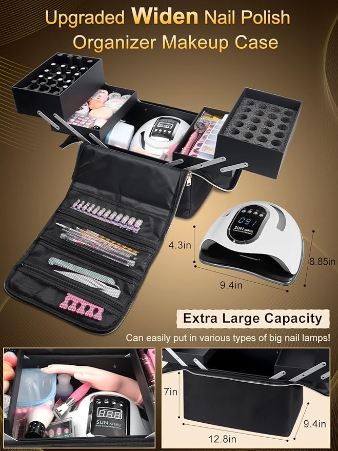 Deciniee Large Makeup Travel Train Case, Upgraded Plus Size Nail Supply Organizers