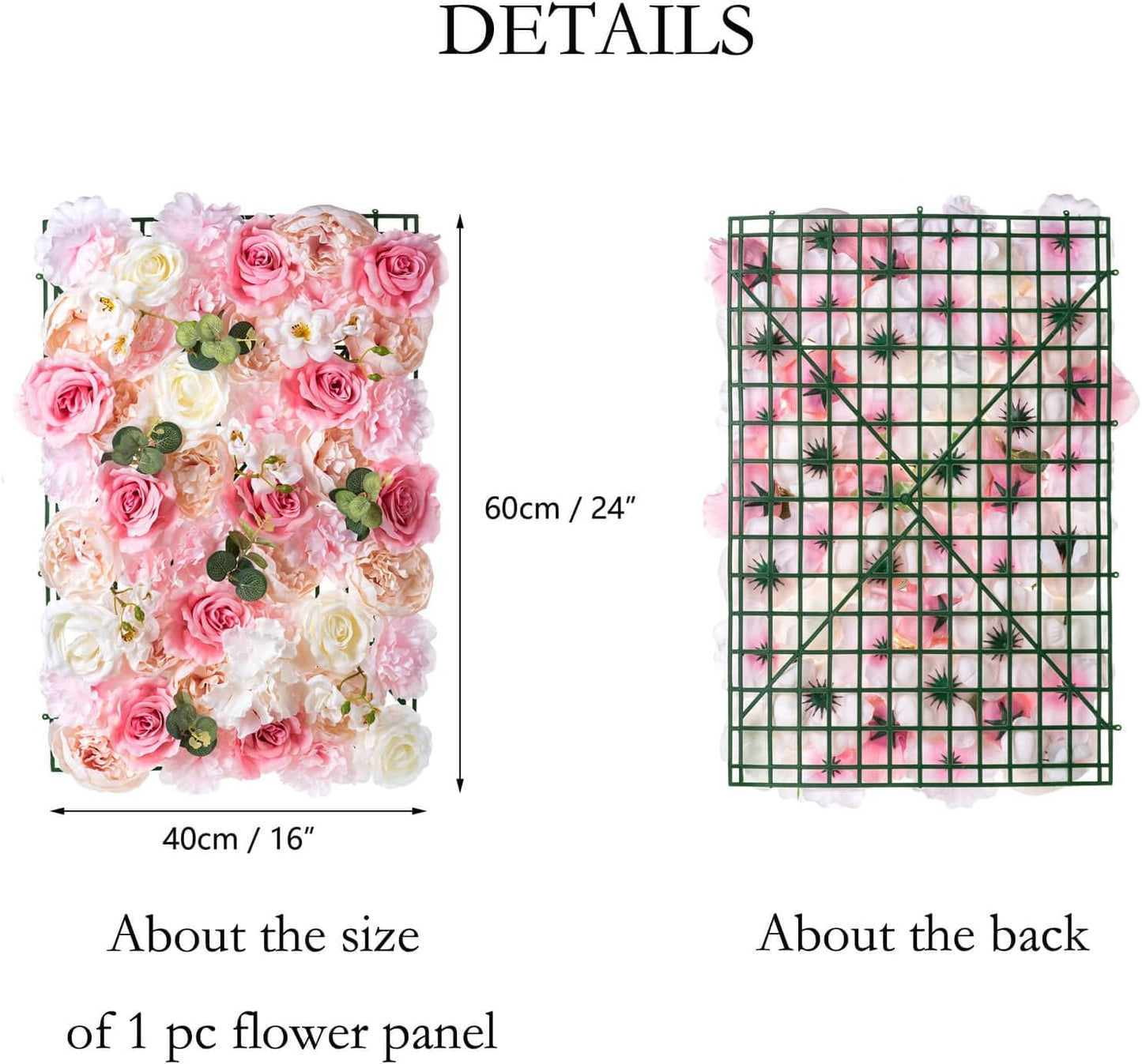 NUPTIO Flower Wall Panel for Flower Wall Backdrop, 12 Pcs 24" X 16"