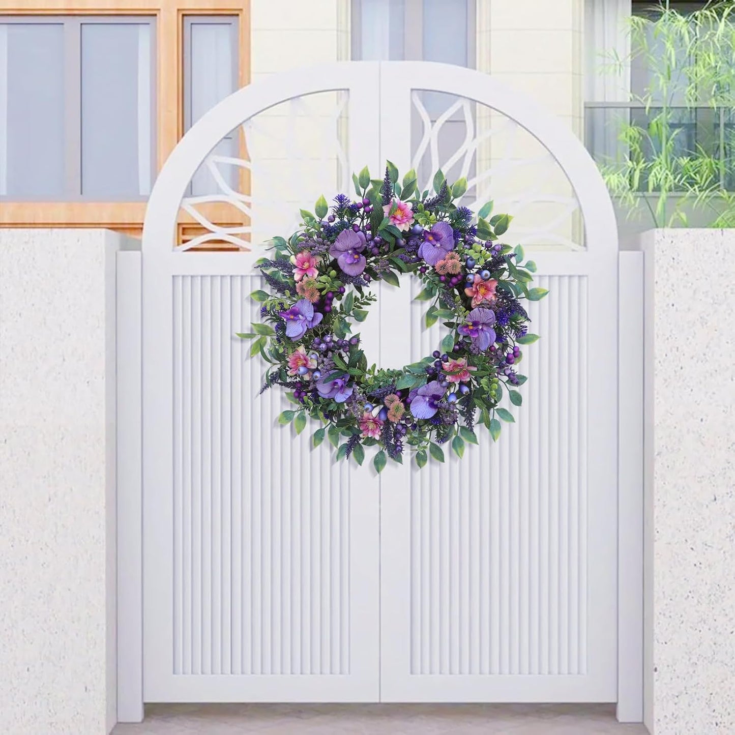 Wreaths for Front Door 24 inch Spring Summer Wreath with Purely Handmade Phalaenopsis Orchids