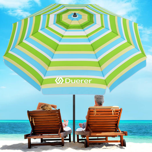 Duerer Beach Umbrellas, 7.5FT Beach Umbrella for Sand with Anchor Heavy Duty Windproof