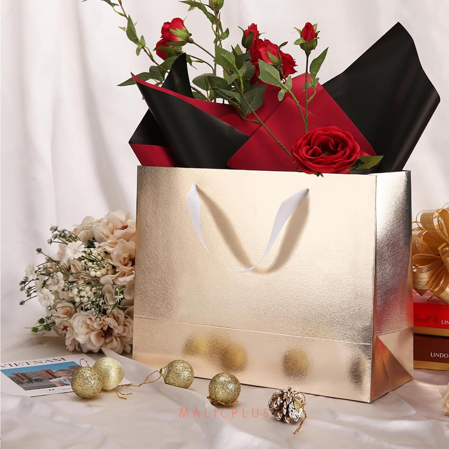 12 Large Gift Bags 13x5x10 Inches, Luxury Large Gift Bags with Handles