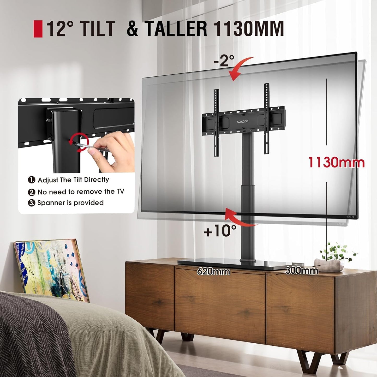 Universal Swivel TV Stand Table Top Mount Stand for 43 to 85 inch TVs