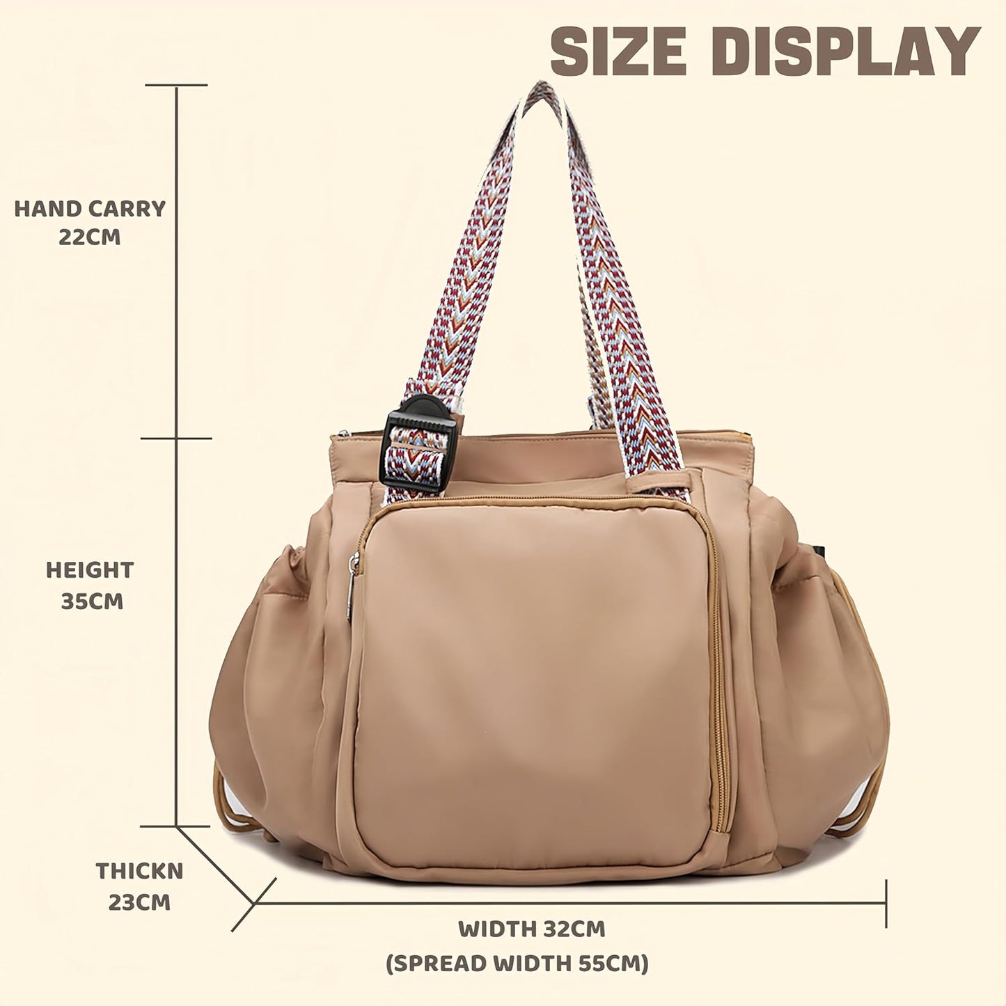 Large Capacity Versatile Travel Backpack for Women, Transformable Nylon Cradle Bag