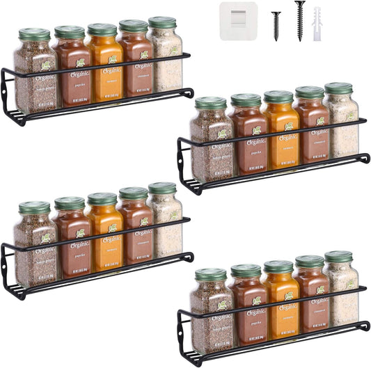 Urban Deco 4 Tier Single Hanging Spice Rack Organizer for Cabinet - Silver