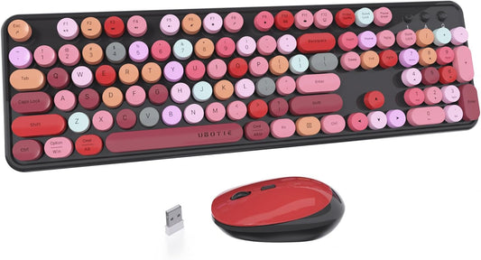 UBOTIE Colorful Computer Wireless Keyboard Mouse Combos