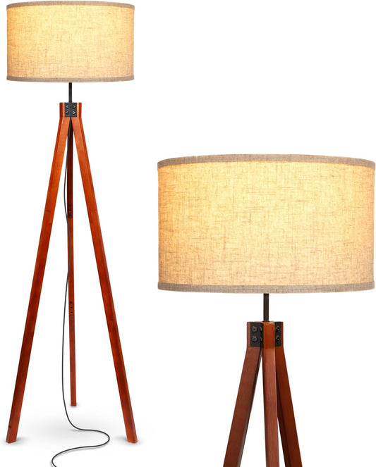 Brightech Eden Tripod Floor Lamp, Dimmable Standing Lamp with Solid Wood Legs