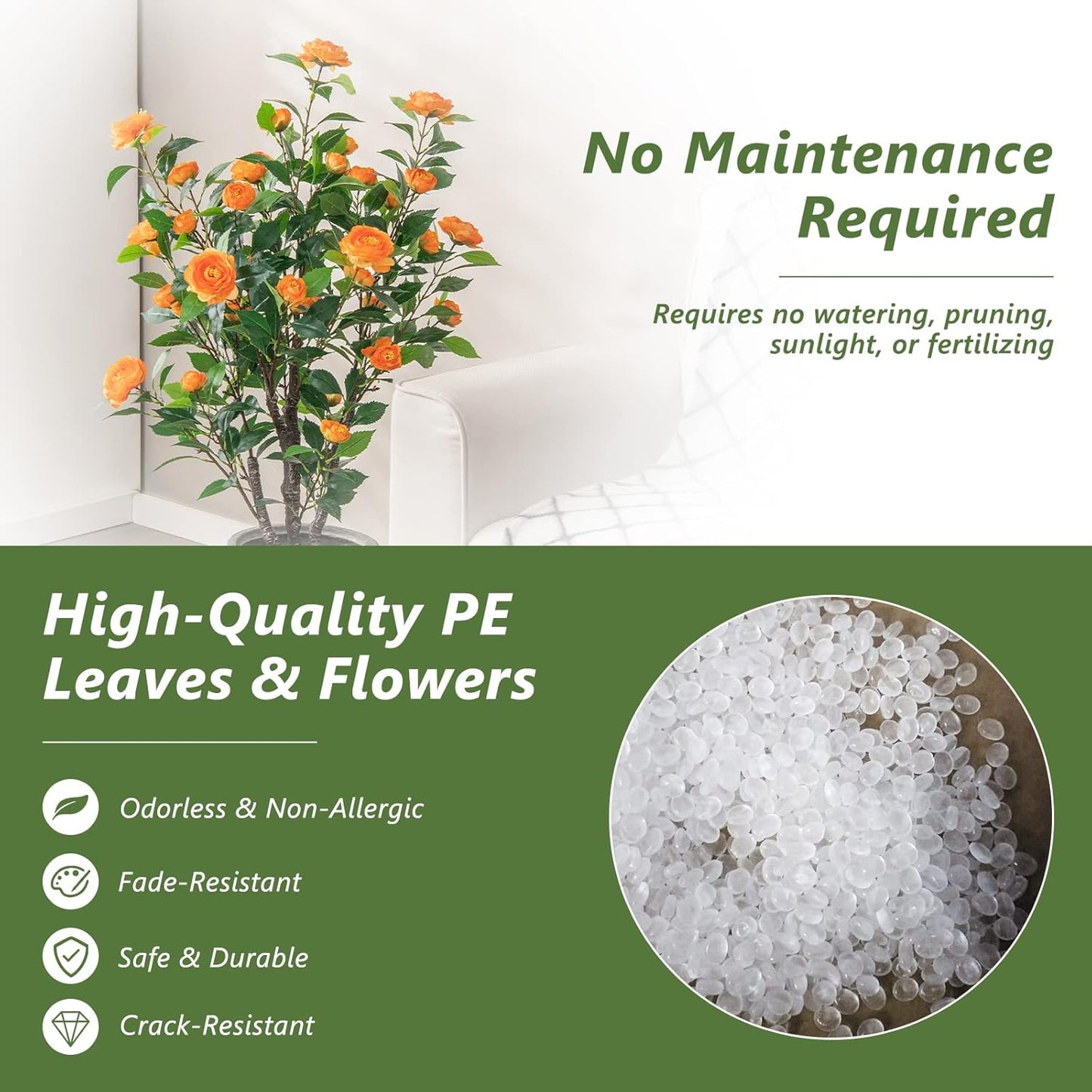 Goplus 40” Artificial Camellia Tree, Flower Plants Artificial Tree