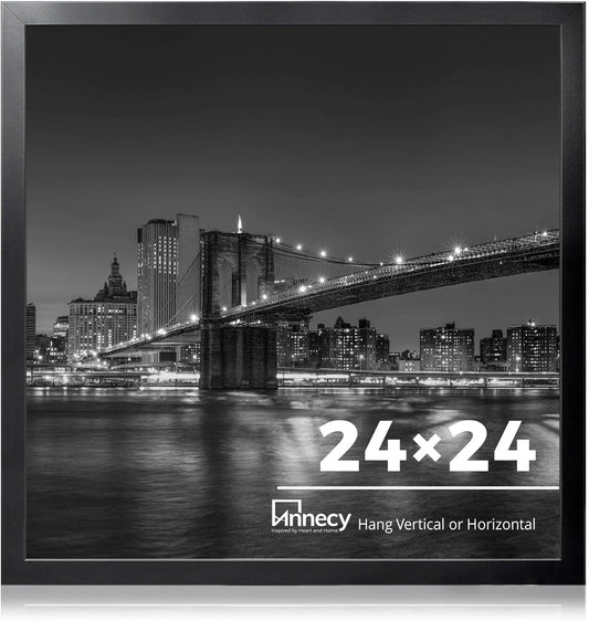 Annecy 24x24 Picture Frame Black, 1 Pack, 24 x 24 Picture Frame for Wall Decoration