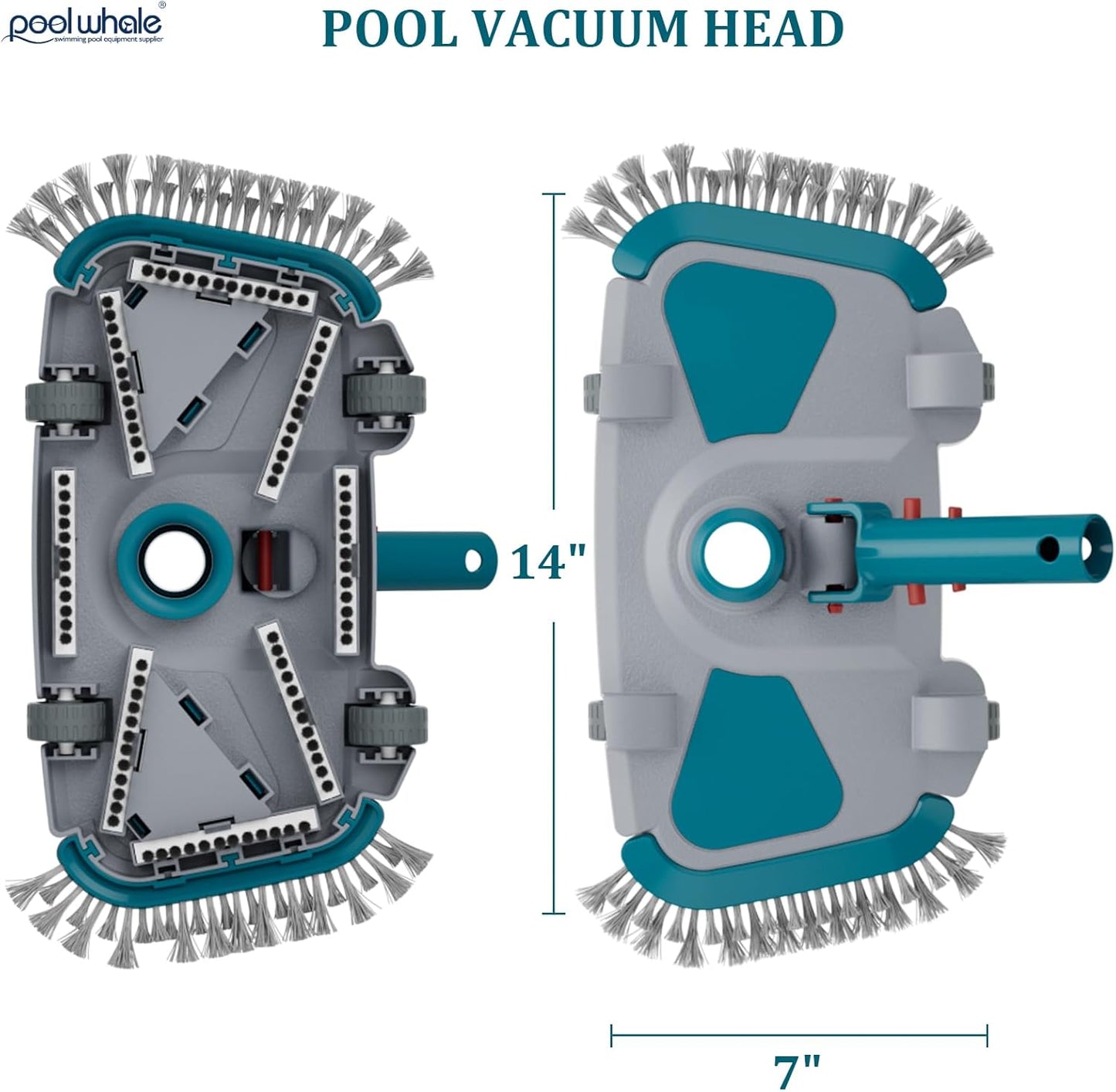 Updated Weighted Rectangle Pool Vacuum Head with Side Nylon Bristles