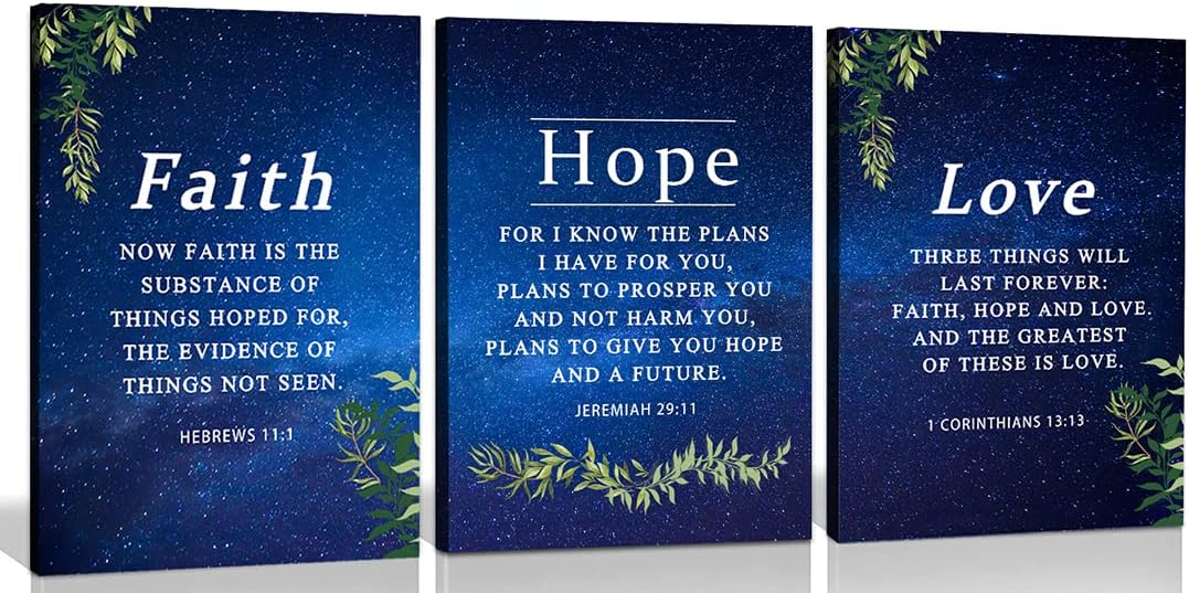 Faith, Hope & Love Bible Verse Inspirational Wall Art