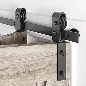 34" Bifold Sliding Barn Door Hardware Track Kit,Side Mounted Black Roller