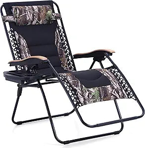 PHI VILLA XXL Oversized Padded Zero Gravity Chair, Foldable Patio Recliner