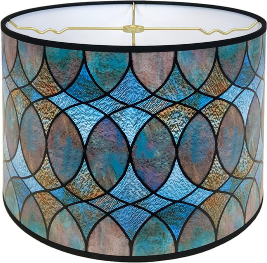 Royal Designs, Inc. Trendy Decorative Handmade Drum Shade, 12in, Cool Hues