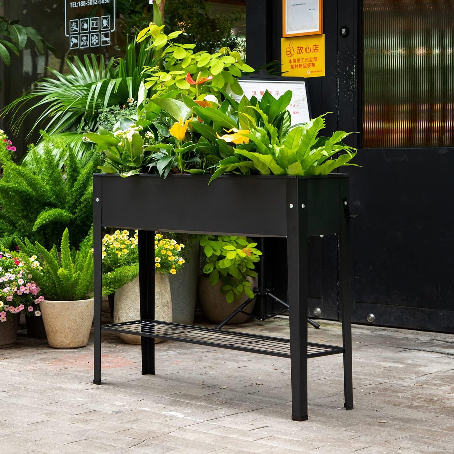 Piksedo Raised Garden Bed, Elevated Planter Metal Plant Box with Legs