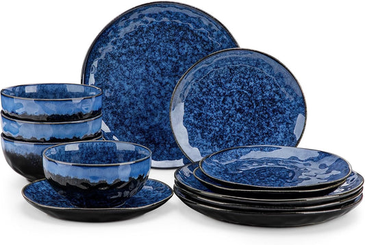 vancasso Starry 12 Pieces Dinnerware Set, Plates and Bowls Set for 4