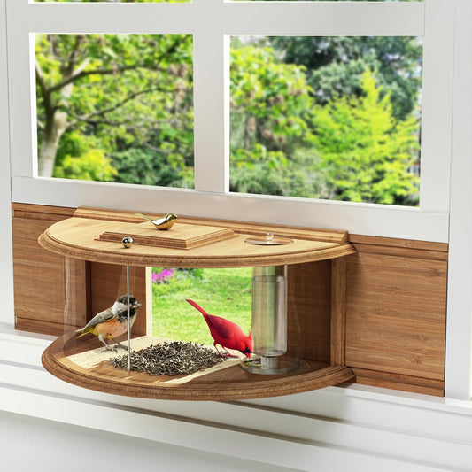 Window Bird Feeder 180° for Ultimate Wild Bird Watching, Clear View Bird Feeder