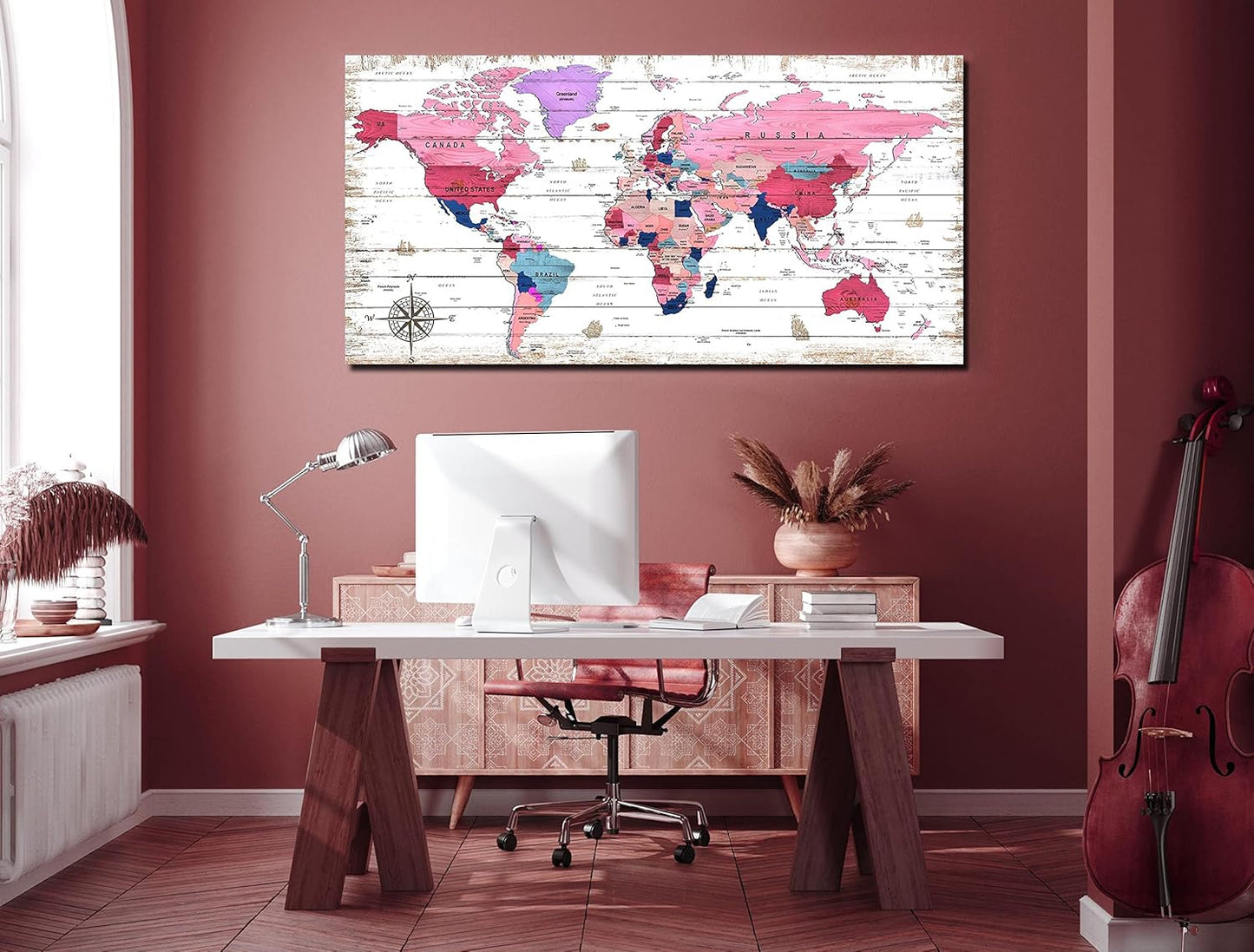 ZHAOSHOP Large World Map Canvas Wall-Art - Wall Decor for Bedroom - 40"x20"