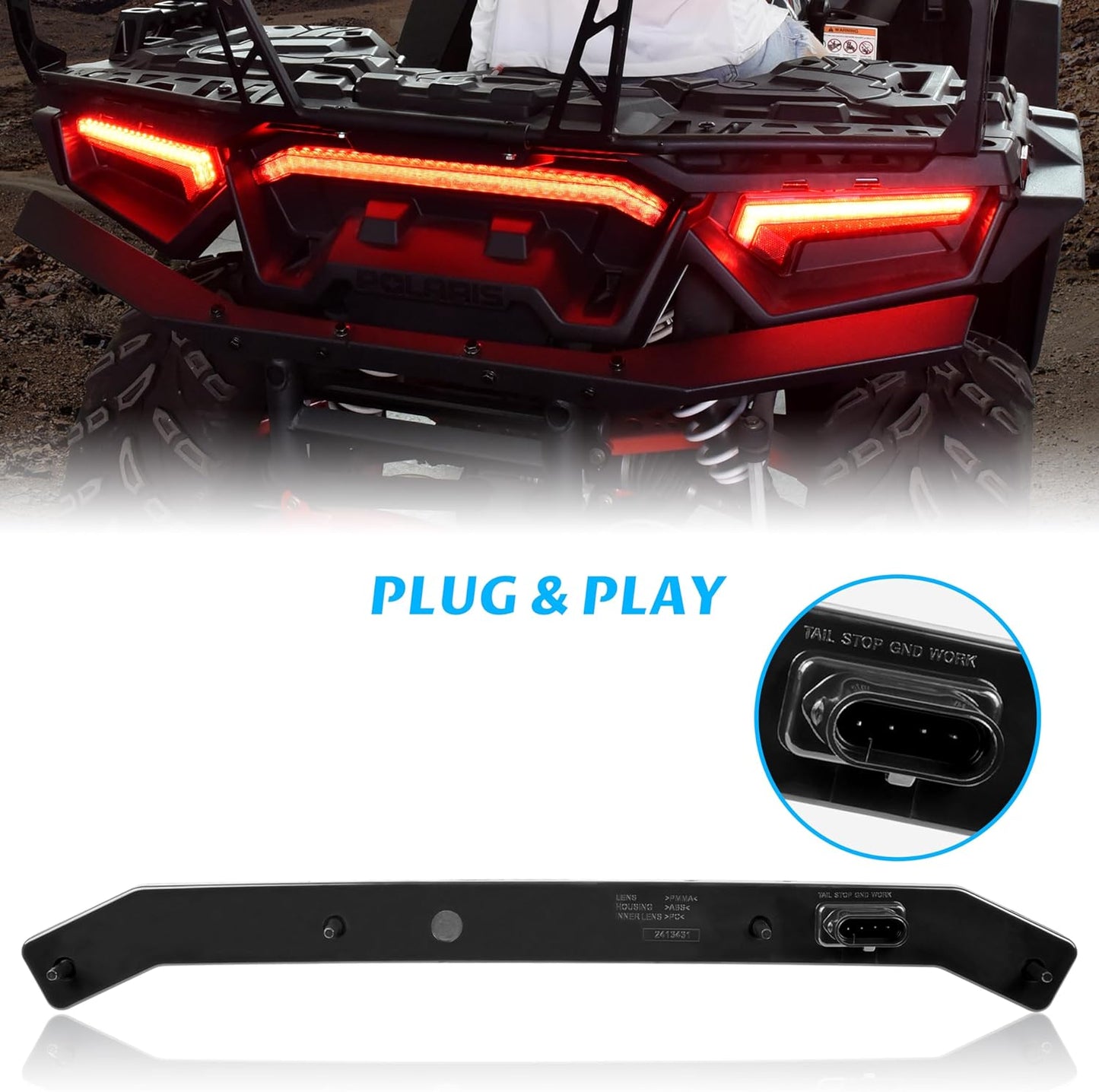 SAUTVS UTV Center Tail Light, Rear Center Accent Lamp Taillight OEM Replacement for Polaris RZR XP 1000