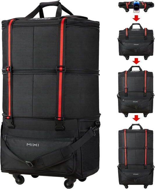 mixi Travel Bag with Wheels Expandable Foldable Luggage Bag Collapsible Rolling Travel Bag