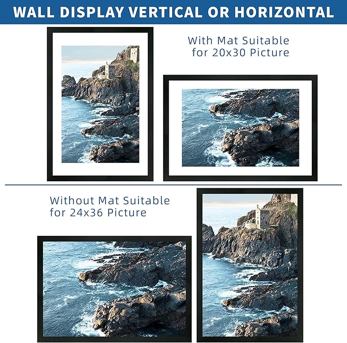 24x36 Poster Frame Set of 2, Rustic Black Wood Style - Display 24 x 36 Poster