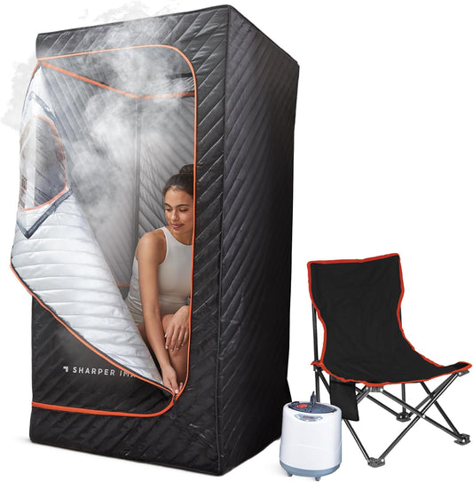Sharper Image® Steam Sauna Portable Spa – Home Sauna Tent with Steam Generator & Folding Chair