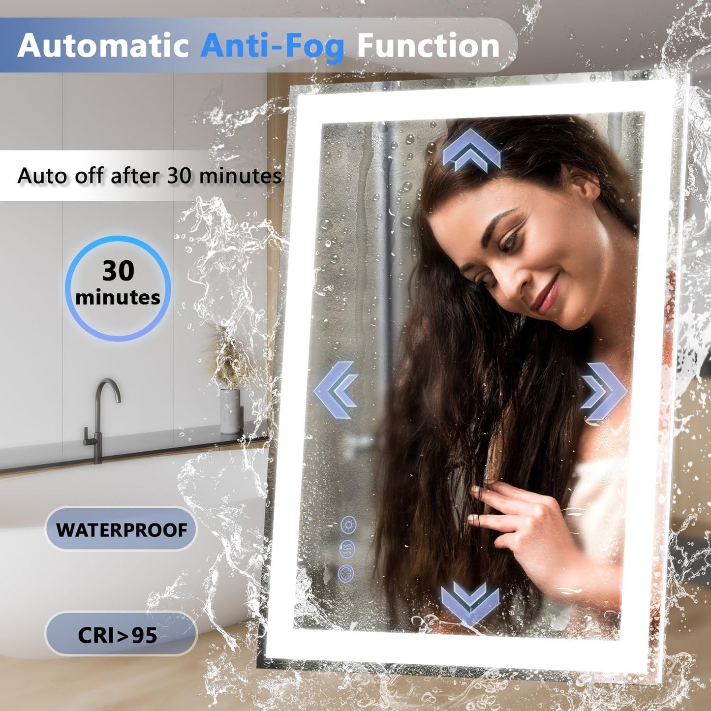 24"x 32" LED Mirror for Bathroom, Front and Backlit Controlled Separately LED Wall Vanity Mirror